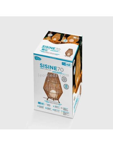 Luminária de pé em juta para exterior coberto SISINE 70 com cabo | LeónIluminação Leds | lâmpada de madeira rústica