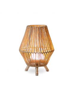 Lámpara de pie yute portatil SISINE 30 cm con bateria | LeónLeds Iluminación | lámpara madera
