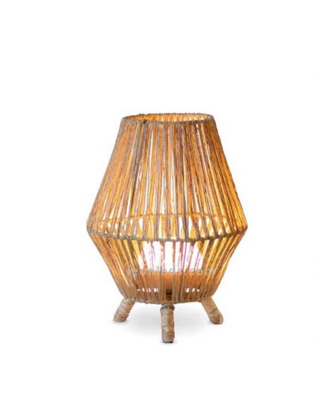 Lámpara de pie yute portatil SISINE 30 cm con bateria | LeónLeds Iluminación | lámpara madera