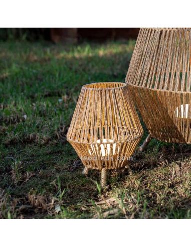 Lampadaire portable en jute SISINE 30 cm avec batterie | Éclairage LeónLeds | lampadaire vintage