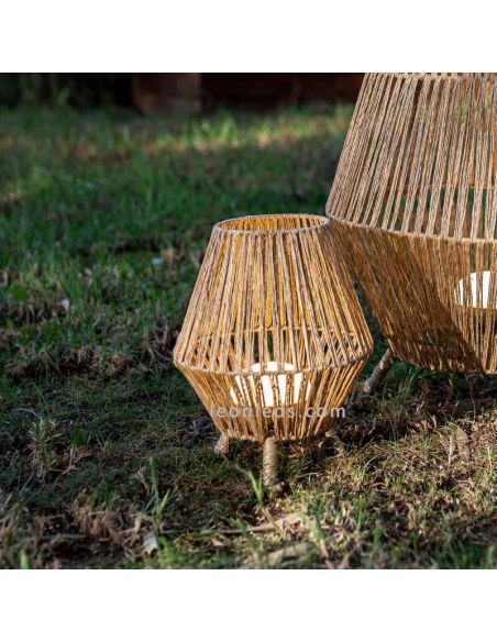 Lampadaire portable en jute SISINE 30 cm avec batterie | Éclairage LeónLeds | lampadaire vintage