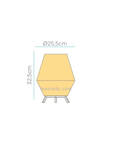 Lámpara de pie yute portatil SISINE 30 cm con bateria | LeónLeds Iluminación | lámpara madera medidas
