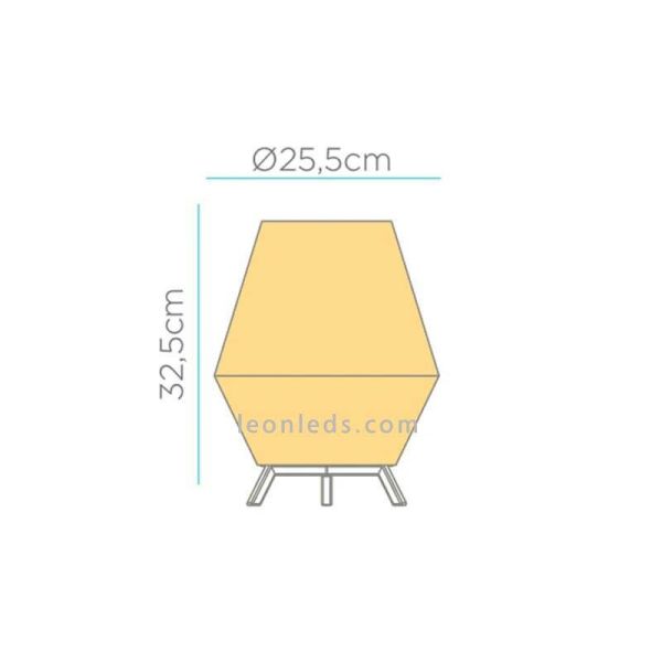 Lámpara de pie yute portatil SISINE 30 cm con bateria | LeónLeds Iluminación | lámpara madera medidas