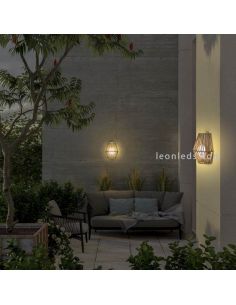 Applique murale d'extérieur en jute SISINE 25 avec batterie | Éclairage LeónLeds | applique en bois 2