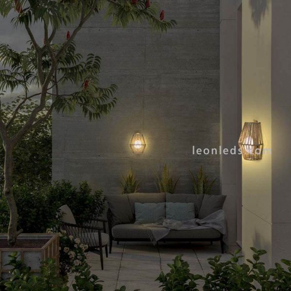 Arandela de juta para exterior SISINE 25 com bateria | LeónIluminação Leds | luminária de chão vintage