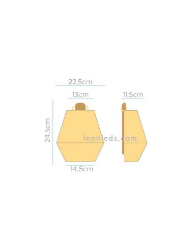 Arandela de juta para exterior SISINE 25 com bateria | LeónIluminação Leds | medidas da lâmpada de madeira