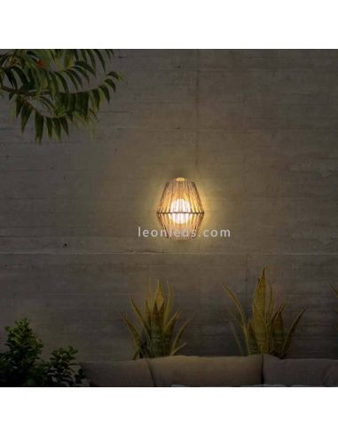 Aplique de yute para exterior SISINE 25 con bateria | LeónLeds Iluminación | lámpara rústica madera