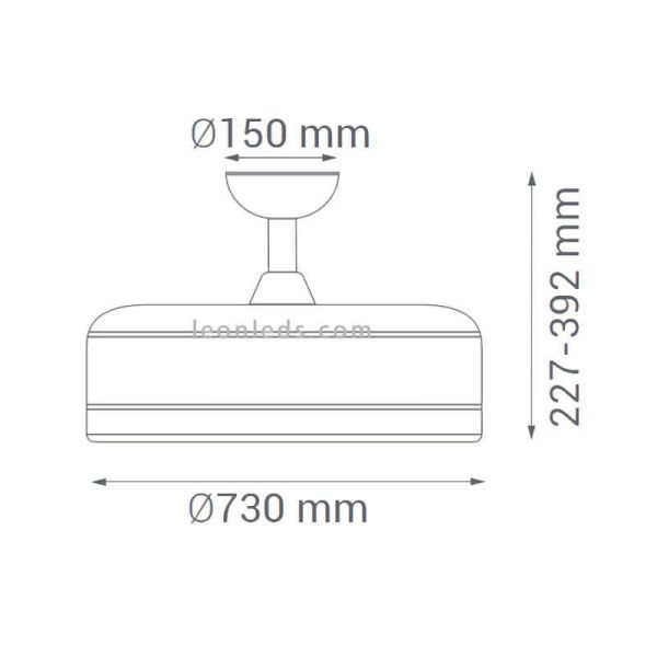 Dimensiones Ventilador de Techo Rubik Wifi LED Sin Aspas Motor DC Color Grafito Sulion | LeonLeds