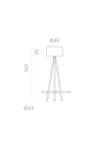 Dimensions du câble extérieur de la lampe trépied en bois Chloe New Garden | Éclairage LeonLeds