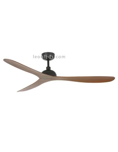 Ventilateur de plafond au design intemporel Gotland Noir et Bois 33447 Faro Barcelona | Éclairage LeonLeds