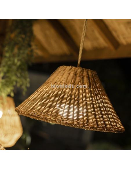 Candeeiro suspenso Calobra natural recarregável New Garden | Leon Iluminação LED
