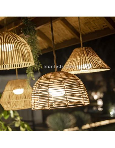 Lámpara colgante Calobra natural colección exterior New Garden | LeonLeds Iluminación