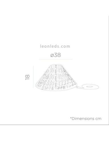 Dimensiones lámpara colgante Calobra natural New Garden | LeonLeds Iluminación