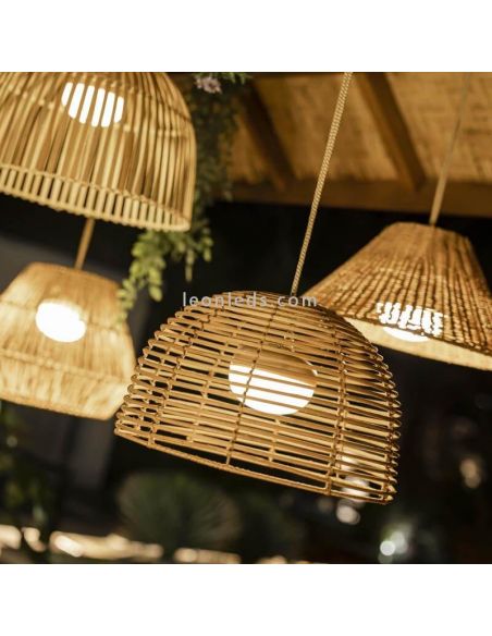 Bossa Hang lampe d'extérieur naturelle rechargeable New Garden | Éclairage LeonLeds