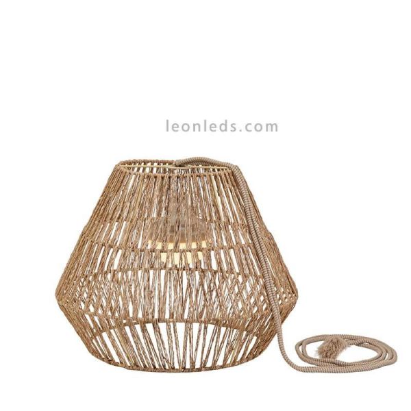 Lámpara exterior recargable natural serie Sisine geométrica New Garden | LeonLeds Iluminación