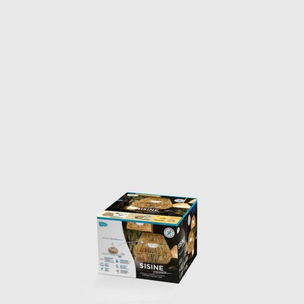 Embalaje lámpara exterior recargable natural serie Sisine geométrica New Garden | LeonLeds Iluminación