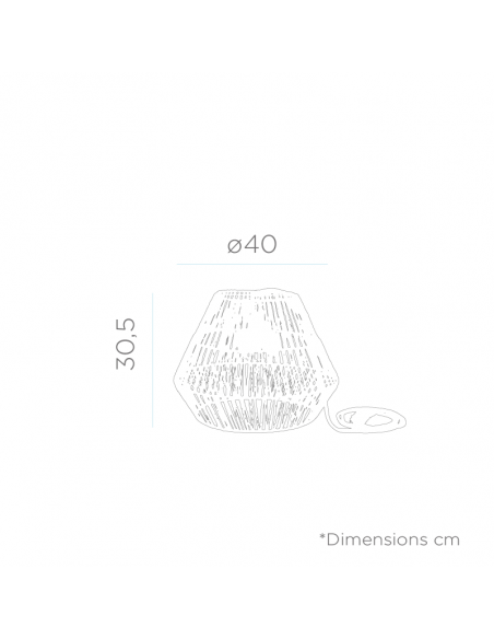 Dimensiones lámpara exterior recargable natural serie Sisine  New Garden | LeonLeds Iluminación