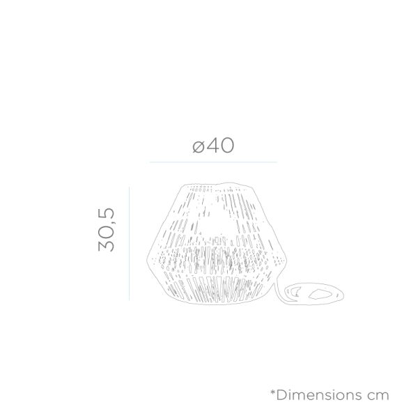 Dimensiones lámpara exterior recargable natural serie Sisine  New Garden | LeonLeds Iluminación