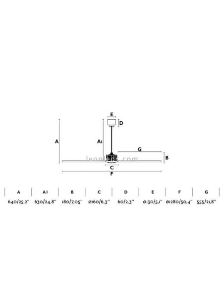 Dimensions Ventilateur de plafond LED Ventilateur Déco Bois et Cuivre 33399 | leonleds