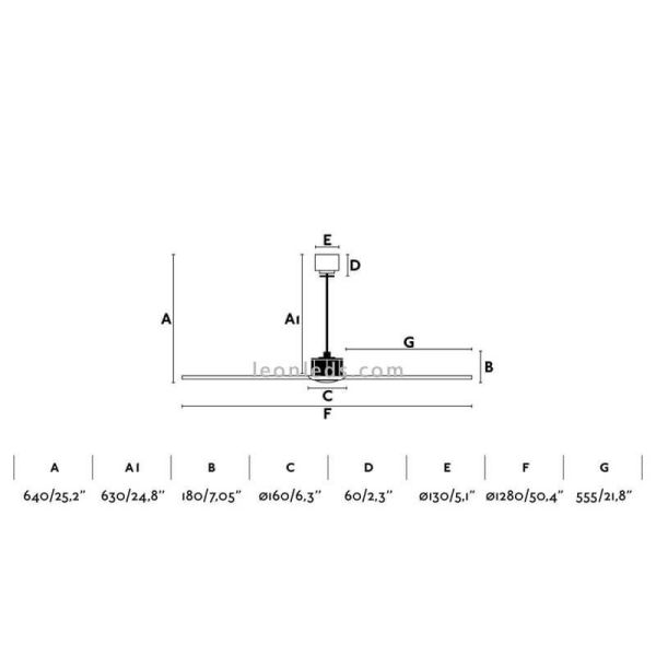 Dimensions Ventilateur de plafond LED Ventilateur Déco Bois et Cuivre 33399 | leonleds