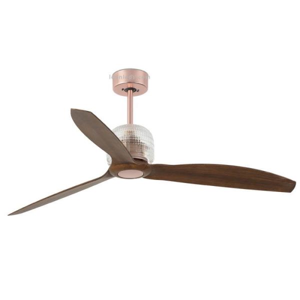 Ventilateur de plafond LED Bois et Cuivre Deco Fan 33399 | leonleds