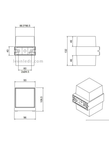 Aplique LED cuadrado de exterior moderno Molina | lámpara de pared con cristal medidas | LeónLeds Iluminación