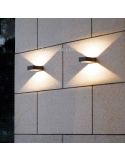 Arandela LED bidirecional para exterior Reno | LeónIluminação Leds | candeeiro de parede antracite de duas luzes