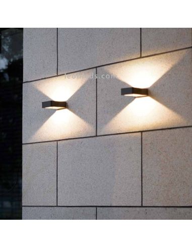 Aplique de exterior bidireccional LED Reno | LeónLeds Iluminación | lámpara de pared antracita dos luces
