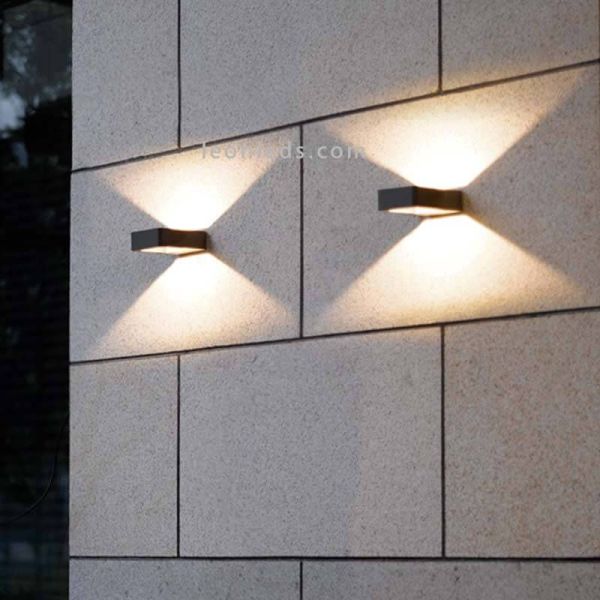 Aplique de exterior bidireccional LED Reno | LeónLeds Iluminación | lámpara de pared antracita dos luces