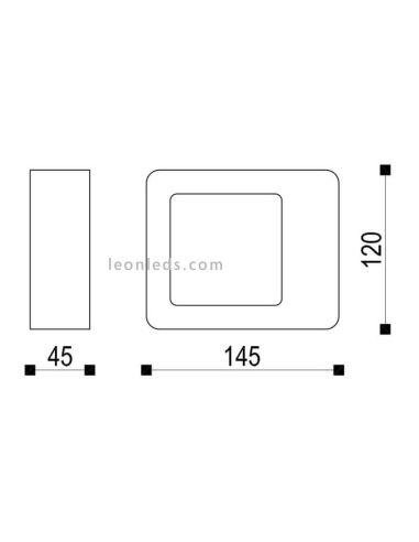 Aplique de exterior bidireccional LED Reno | LeónLeds Iluminación | lámpara de pared antracita dos luces medidas