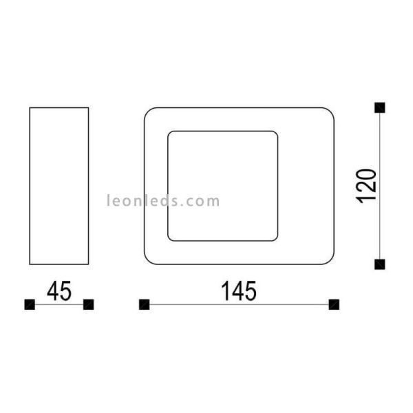 Aplique de exterior bidireccional LED Reno | LeónLeds Iluminación | lámpara de pared antracita dos luces medidas