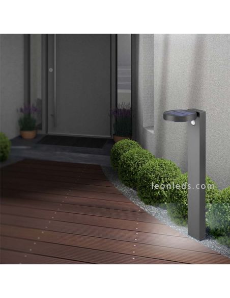 Baliza LED solar con sensor de movimiento para exterior Posadas | lámpara de jardin alta| LeónLeds Iluminación