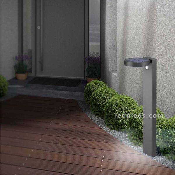 Baliza LED solar con sensor de movimiento para exterior Posadas | lámpara de jardin alta| LeónLeds Iluminación