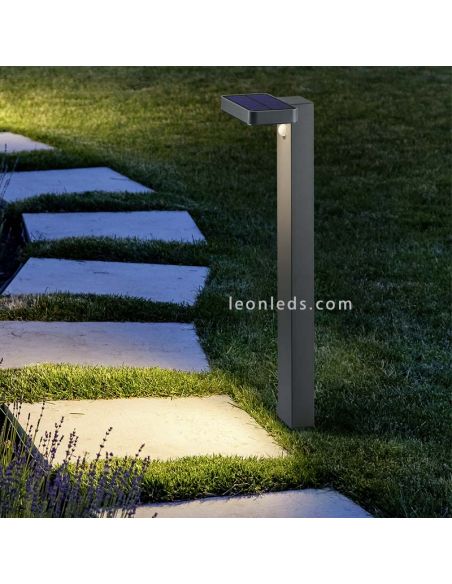 Baliza LED solar con sensor de movimiento para exterior Posadas | lámpara de jardin con sensor movimiento| LeónLeds Iluminación