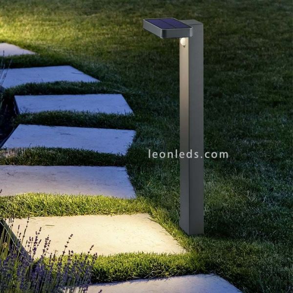Baliza LED solar con sensor de movimiento para exterior Posadas | lámpara de jardin con sensor movimiento| LeónLeds Iluminación