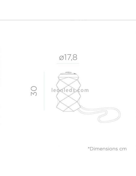 Dimensões candeeiro recarregável portátil multicor Bita New Garden | Leon Iluminação LED