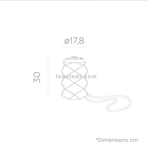 Dimensiones lámpara portátil multicolor Bita recargable New Garden | LeonLeds Iluminación