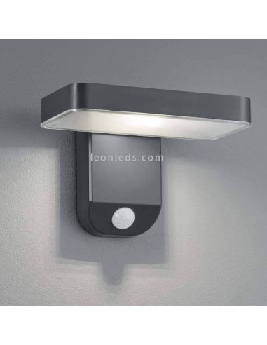 Aplique solar LED con sensor para exterior moderno Esquel | Lámpara de pared gris pizarra | LeónLeds Iluminación