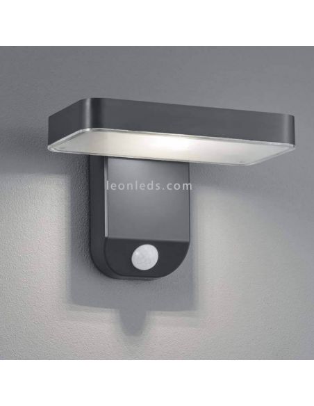 Aplique solar LED con sensor para exterior moderno Esquel | Lámpara de pared gris pizarra | LeónLeds Iluminación
