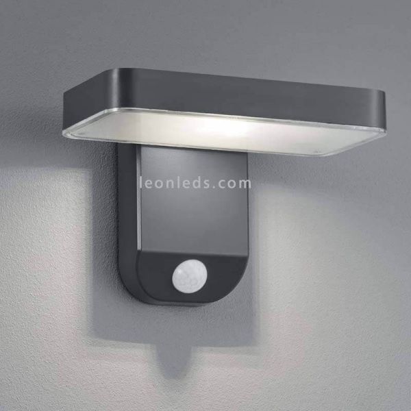 Aplique solar LED con sensor para exterior moderno Esquel | Lámpara de pared gris pizarra | LeónLeds Iluminación