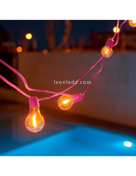 Pack 3 guirnaldas LED exteriores Allegra E27 rosa 8m