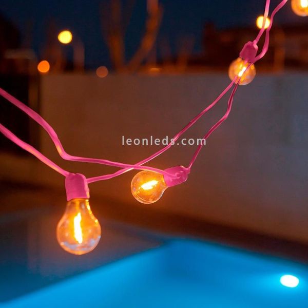 Pack 3 guirnaldas LED exteriores Allegra E27 rosa 8m