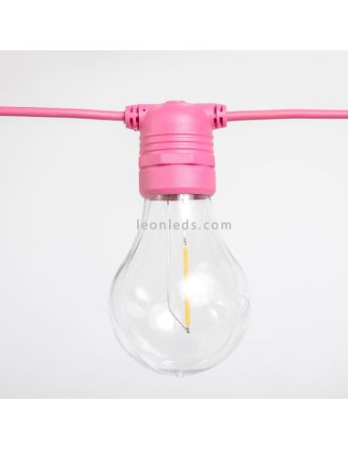 Pack 3 guirnaldas LED exteriores Allegra E27 rosa New Garden | LeonLeds Iluminación