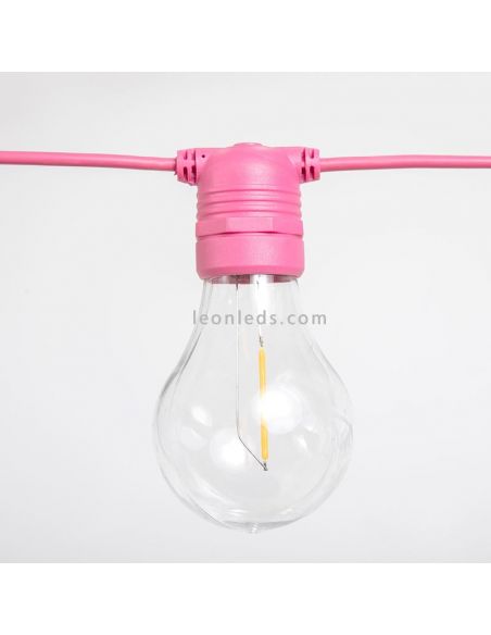 Pack 3 guirnaldas LED exteriores Allegra E27 rosa New Garden | LeonLeds Iluminación