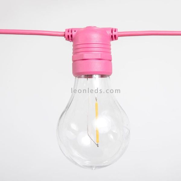 Pack 3 guirnaldas LED exteriores Allegra E27 rosa New Garden | LeonLeds Iluminación