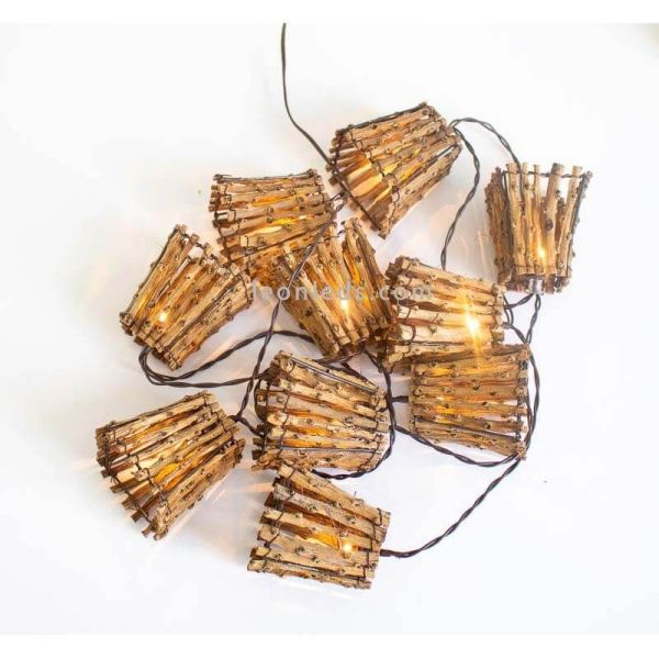 Pack de 6 Guirnaldas de luces para exterior madera Carina New Garden | LeonLeds Iluminación