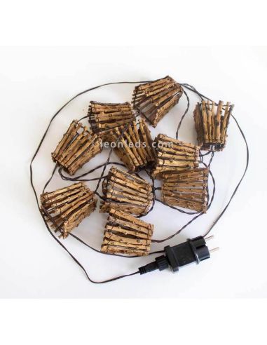 Pack de 6 Guirnaldas de 10 luces LED para exterior de madera Carina New Garden | LeonLeds Iluminación