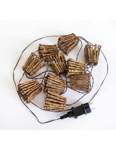 Pack de 6 Guirnaldas de 10 luces LED para exterior de madera Carina New Garden | LeonLeds Iluminación