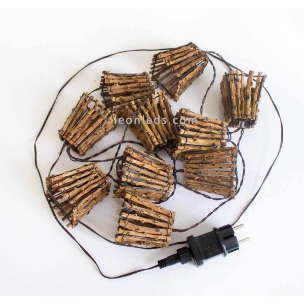 Pack de 6 Guirnaldas de 10 luces LED para exterior de madera Carina New Garden | LeonLeds Iluminación