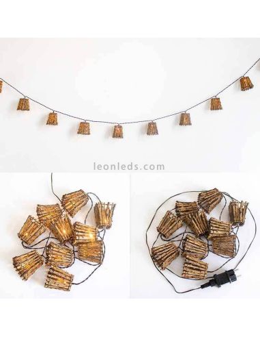 Pack de 6 Guirnaldas de luces para colgar en exterior de madera y PVC Carina New Garden | LeonLeds Iluminación